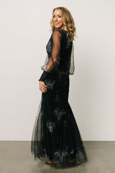 Layla Tulle Maxi Dress | Navy Multi
